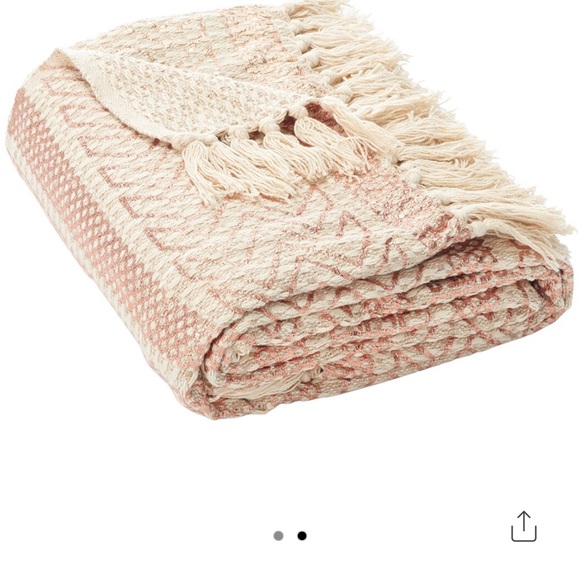 Safavieh Becks fringe Throw in Copper and Beige 60”x72” - Picture 2 of 3